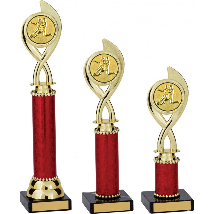 SWIRL FOOTBALL TROPHY - WITH CHOICE OF SPORTS CENTRE - 3 SIZES